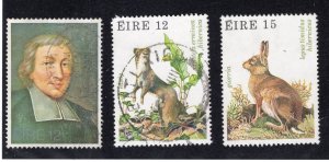 Ireland 1980 12p Salle, 12p & 15p Wildlife, Scott 477, 480-481 used, value = 90c