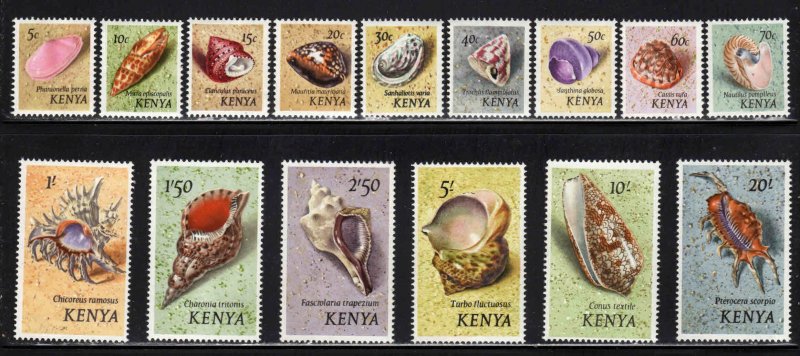 Kenya #36-50 ~ Cplt Set of 15 ~ Sea Shells ~ Mint, NH  (1971)