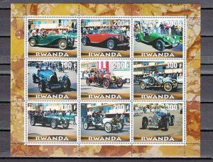 Rwanda, 2000 Cinderella issue. Antique Autos sheet. ^
