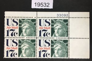 MOMEN: US STAMPS # C80 MINT OG NH PLATE BLOCK LOT #19532