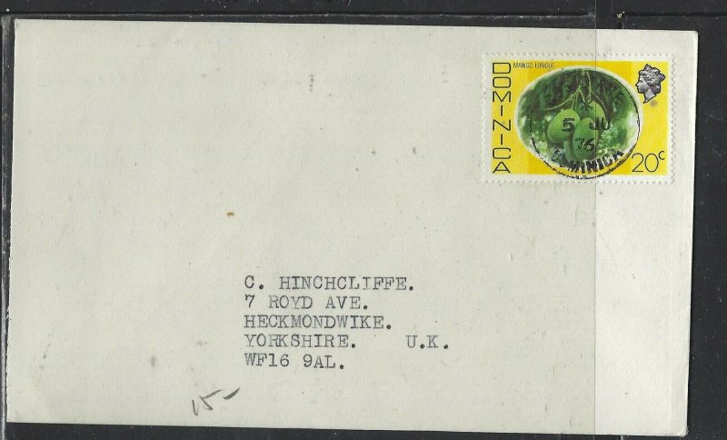 DOMINICA COVER (P1902B) 1976 QEII 20C FRUIT DOG DANE TO ENGLAND