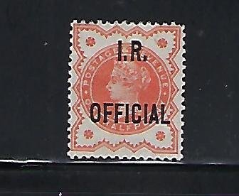 GREAT BRITAIN SCOTT #O11 1888-89 I.R. OFFICIAL 1/2P  (VERMILION) - MINT LH