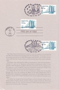 USPS 1st Day Ceremony Program #2041 Brooklyn Bridge + Two 2nd Day Canels  1983