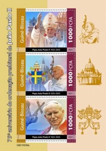 Guinea-Bissau - 2021 Pope John Paul II - 3 Stamp Sheet - GB210526a