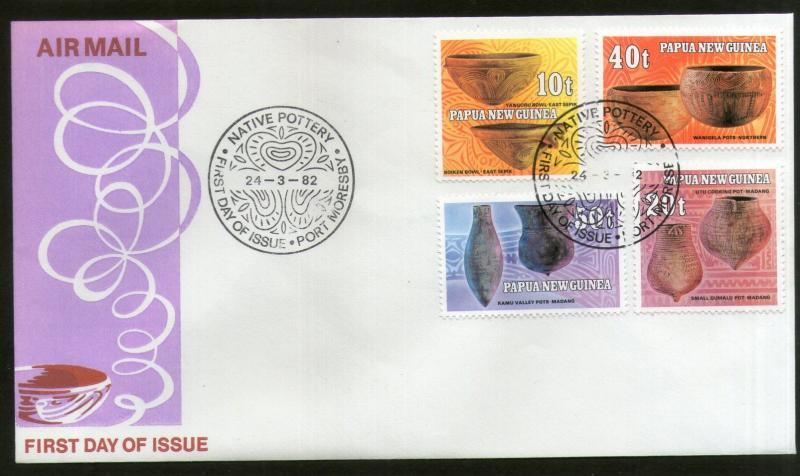 Papua New Guinea 1982 Native Pottery Art Paintings Handicraft 4v FDC # 13002