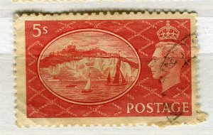 BRITAIN; 1951 early GVI pictorial issue fine used Shade of 5s. value