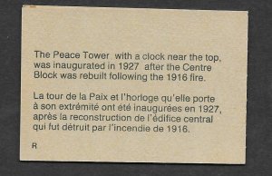 Canada BK92a: 1c (938), 6c (942), 36c (948), Peace Tower cover, Parliament, VF