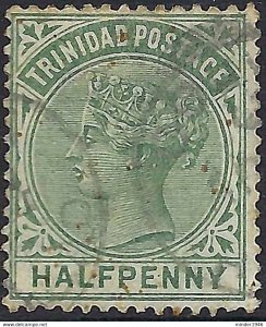 TRINIDAD & TOBAGO 1883 QV ½d Dull Green SG106 Used