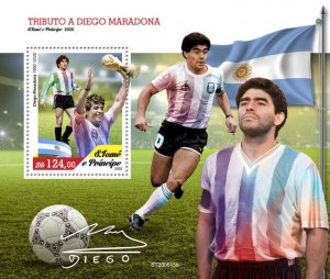 SAO TOME - 2020 - Diego Maradona Tribute - Perf Souv Sheet - Mint Never Hinged