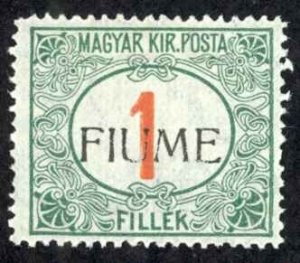 Fiume Sc# J4c MH 1918 1f Hungary overprint Postage Due