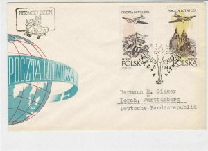 Poland 1957  FDC Airmail Planes over Towns Stamps Cover ref R 18819