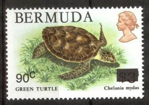 Bermuda 1986 Turtles Overprint New Value 90c. on 3 $ MNH