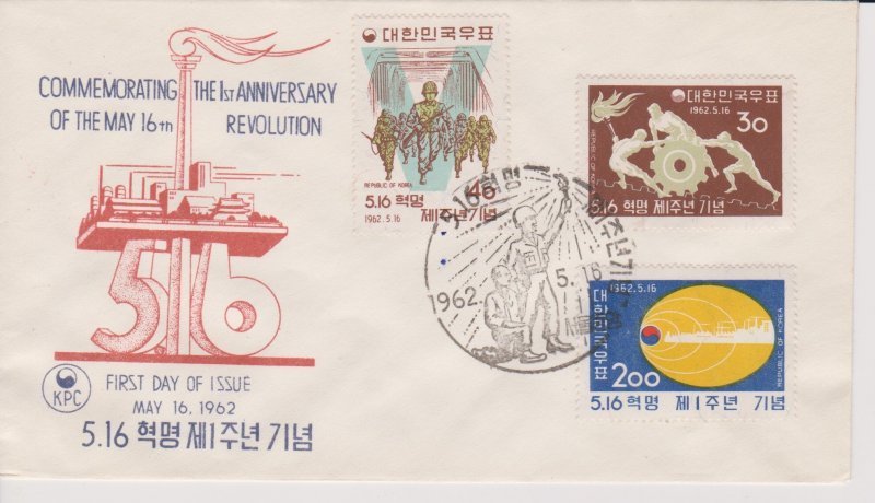 South Korea # 353-355, Revolution 1st Anniversary, First Day Cover