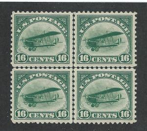 C2 MNH, 16c. Air Mail, XF/S Centerline Block, Free Insured Shipping