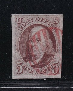 1 VF used neat red grid cancel with nice color cv $ 375 ! see pic !