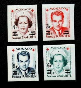 Monaco #288-291 Imperf. MLH Prince Rainier & Princess Charlotte Red Cross