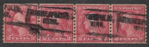 Doyle's_Stamps: Used Type III Scott #492 1917 2-cent Strip of 4 Stamps