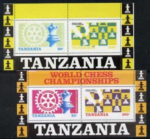 Tanzania 1986 World Chess/Rotary m/sheet with red omitted...