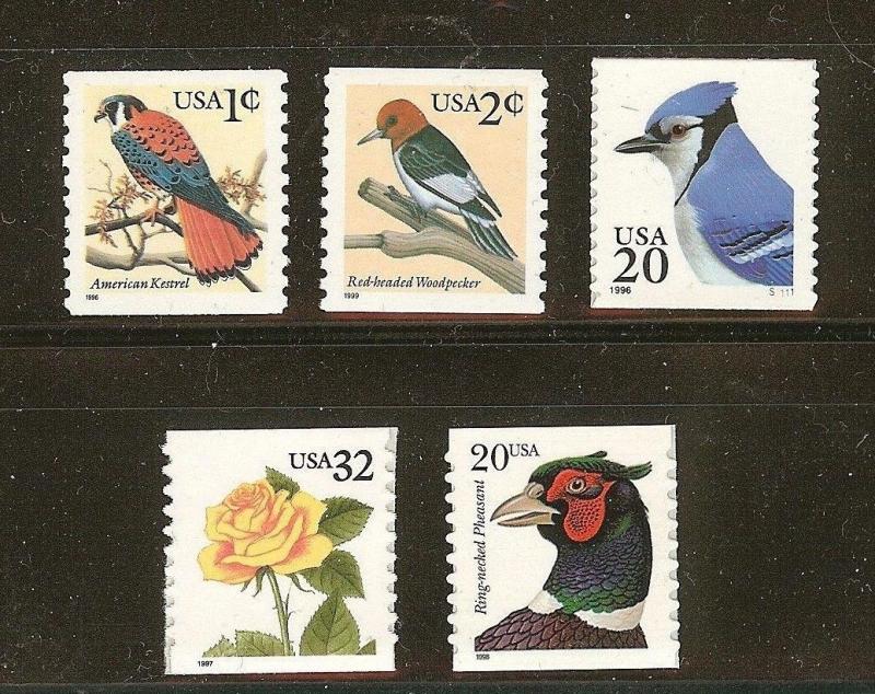 US Scott # 3044, 3045, 3053, 3054, & 3055 Set of 5 Flora & Fauna MNH