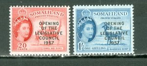 SOMALILAND PROT.  1957 QE OVPTS #140-141 SET MNH...$0.60