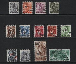 Saar  #175-187  used  1947  surcharges