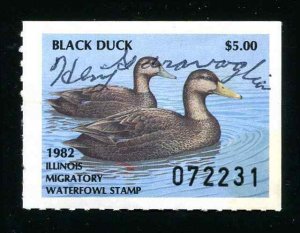 Illinois Waterfowl Duck Stamp 8 Black Duck Used 1982 