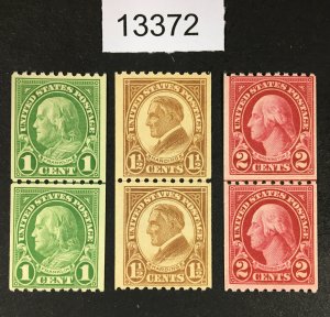 MOMEN: US STAMPS  # 604-606 LINE PAIR MINT OG NH LOT #13372