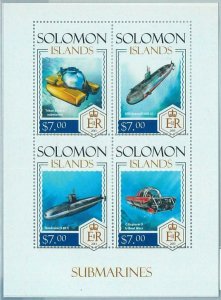 M1367 - SOLOMON ISLANDS - ERROR, 2013 MISSPERF SHEET: Submarines, Navy, Miltary