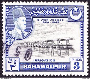 BAHAWALPUR 1949 KGVI 3p Black & Ultramarine SG39 FU