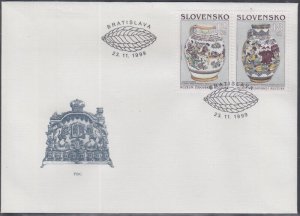 SLOVAKIA Sc #344-5 FDC of of 2 DIFF JEWISH DECORATIVE URNS, JOINT ISSUE