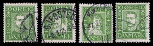 1924 DENMARK #164-67 DEFINITIVES - USED - F/VF - CV$31.00 (ESP#1011)