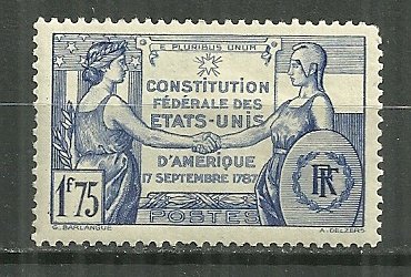 1937 France 332  US Constition 150th Anniversary MH
