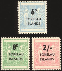 TOKELAU ISLANDS Scott 6-8 F-VF/NH - O/P on Postal-Fiscal Stamps of New Zealand