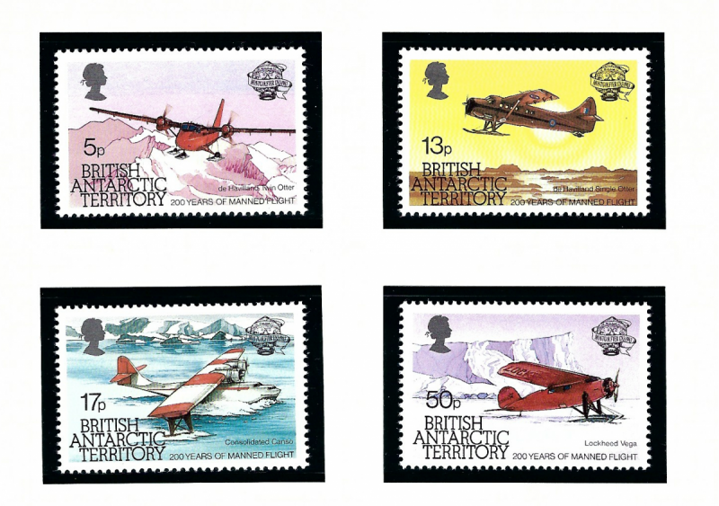 British Antarctic Terr 117-20 MNH 1983 Manned Flight Bicentennial