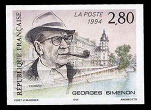 France, 1950-Present #2443 (YT 2911) Cat€28, 1994 Georges Simenon, imperf. ...