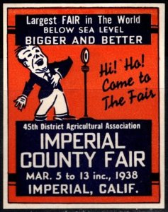 1938 US Poster Stamp Largest Fair In The World Below Sea Level Bigger And Better