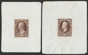 UNITED STATES 1873 Treasury Dept set LARGE DIE PROOFS on India paper. Rare.