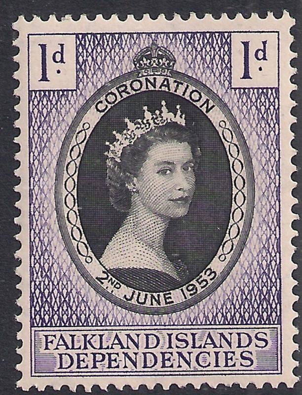 Falkland Islands Depend 1953 QE2 1d Coronation MM SG G25 ( R1175 )