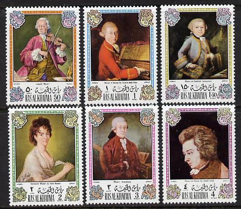 Ras Al Khaima 1972 Portraits of Mozart perf set of 6 unmo...