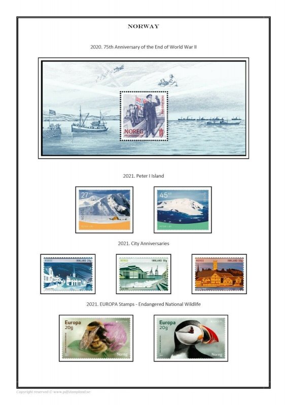 Norway Norge 1855-2021 PDF (DIGITAL)  STAMP ALBUM PAGES