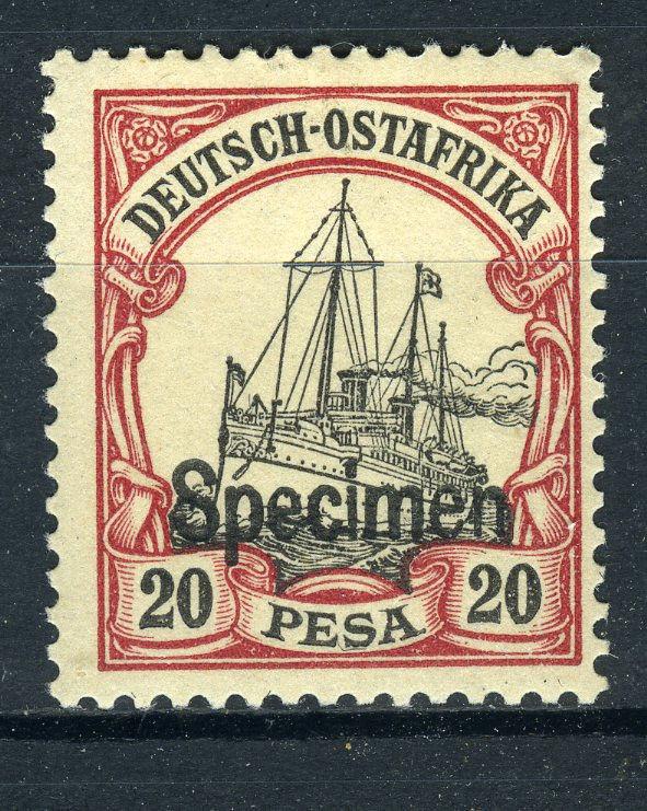 SPECIMEN Overprint on German East Africa 20 Pesa Yacht, MLH 