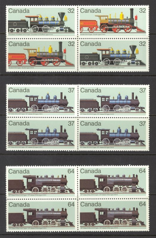 Canada Sc# 1037a-1039 MNH block/4 Set/3 1984 32c-64c Locomotives