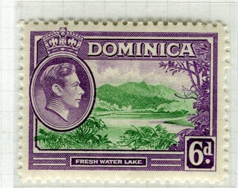 DOMINICA; 1938 early GVI issue fine Mint hinged 6d. value