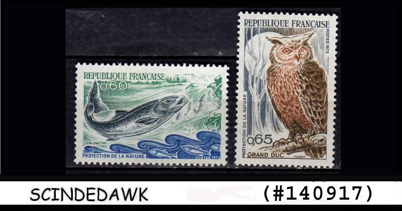 FRANCE - 1972 NATURE PROTECTION / BIRDS FISH OWL SALMON - 2V - MINT NH