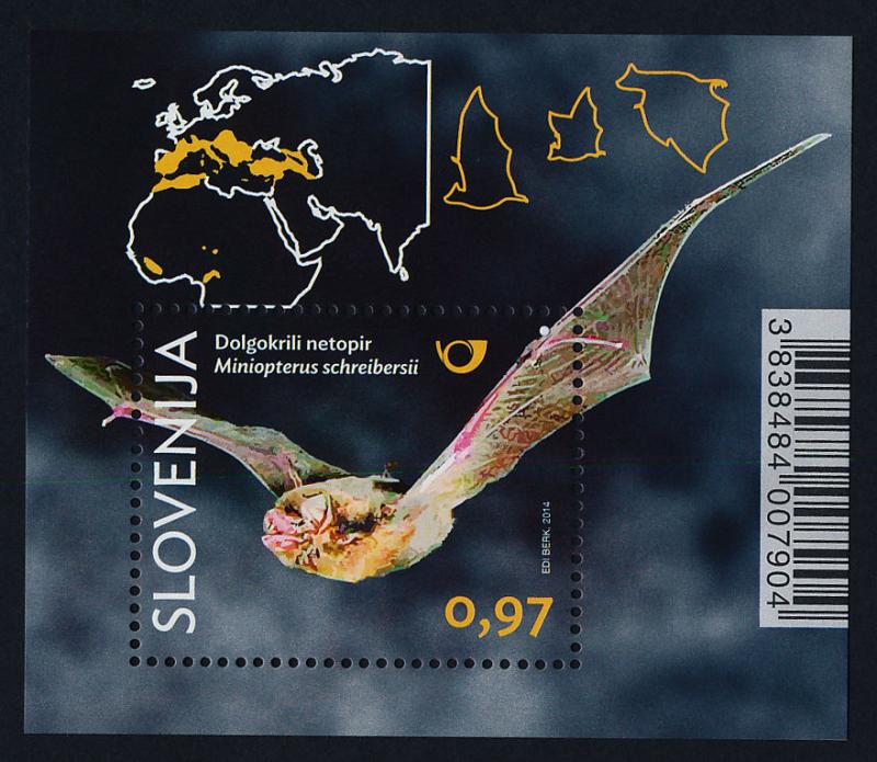 Slovenia new issue stamps + s/s MNH Bats, Map