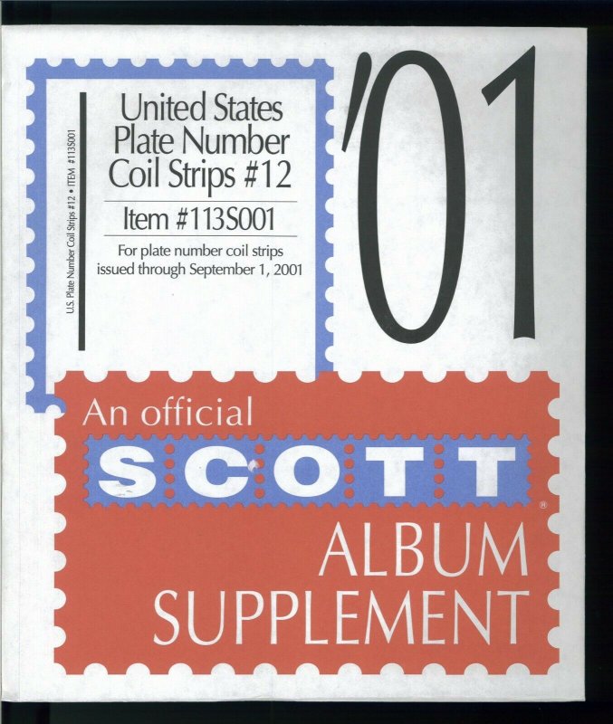 SCOTT 2001 United States #12 113S001 Plate Coil Strips Stamp Supplement Pages