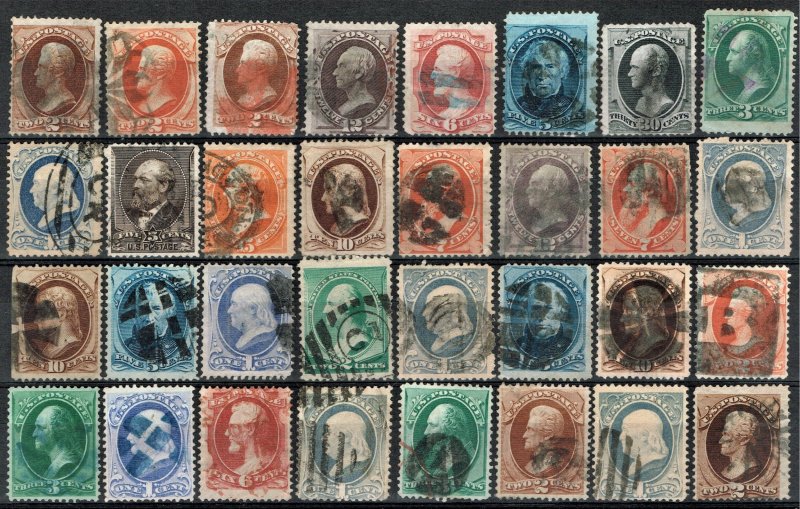 [0355] 1870-90 Selection of 32 used of « Bank note issue »