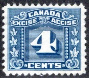 van Dam FX65, 4c blue, Three Leaf Excise Tax, F/VF, MNG, Canada Excise Revenu