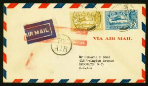 1931 AIRMAIL - INDIA TO NEW YORK - IN C2 & C4 FRANKING (ESP#2020)