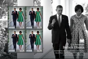 Grenada 2014 - President Barack Obama Stamp - Sheet of 4 stamps - MNH